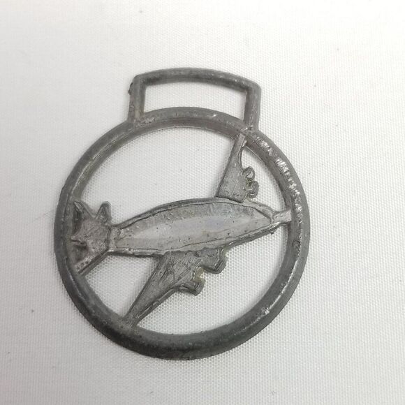 Vintage Airplane Watch Fob, Silver Tone Metal, Antique Retro Design, Estate - Picture 4 of 7